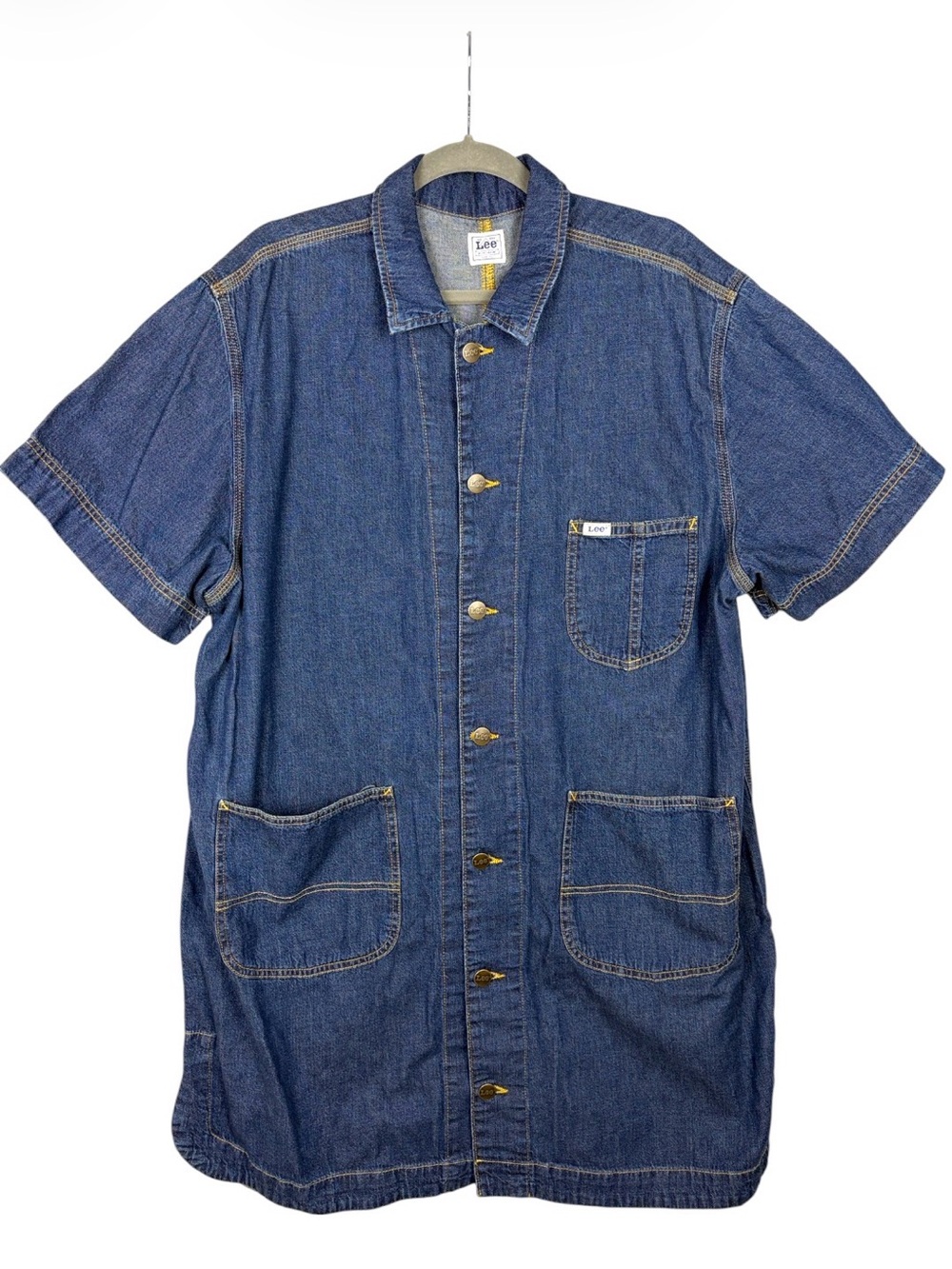 Lee Heritage Denim Shirt Dress 100% Cotton Workwear Short Sleeve XL